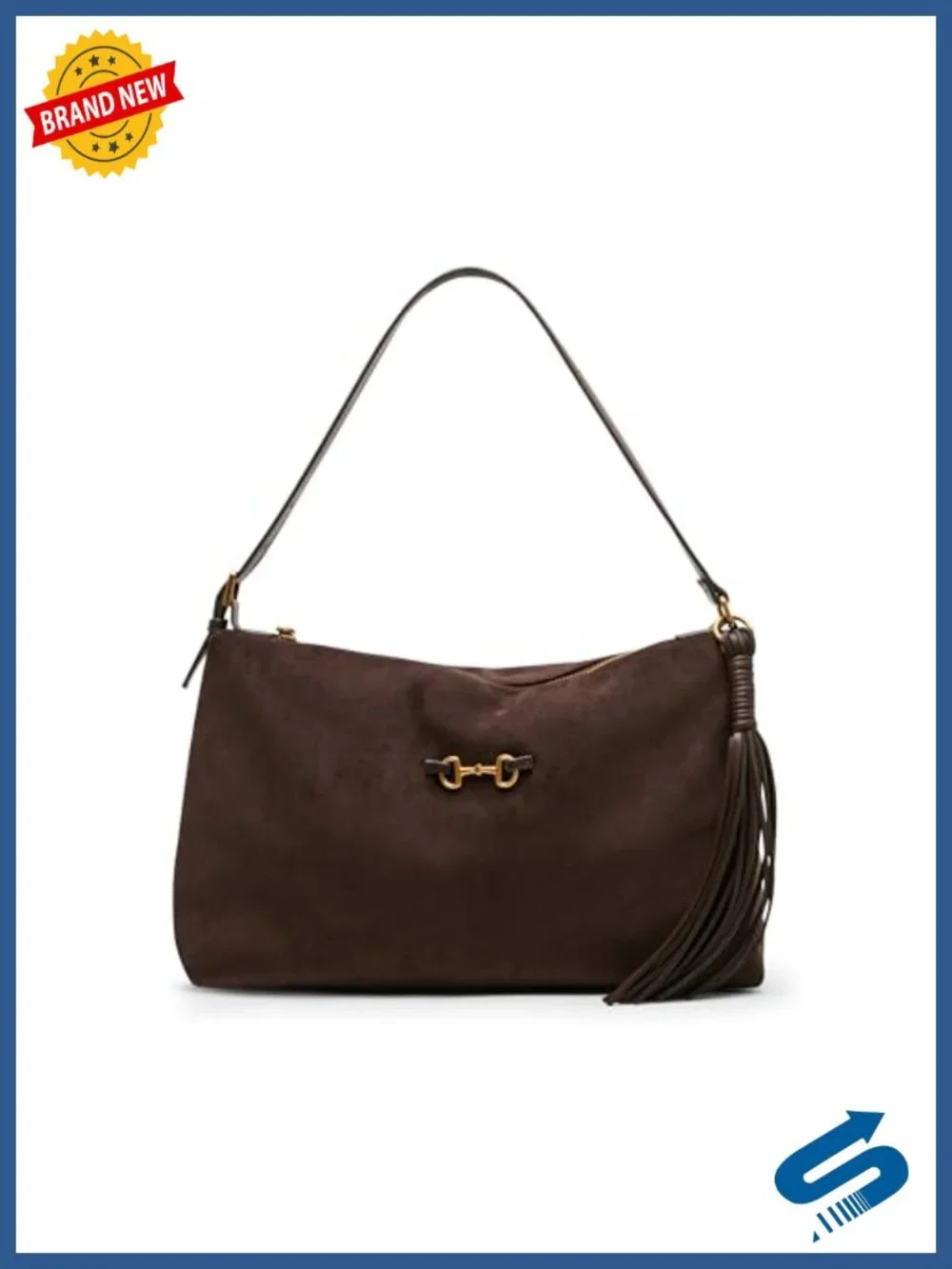 Faux Suede Hobo Shoulder Bag with Horsebit Detail